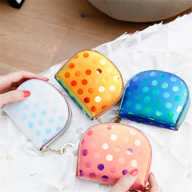 

2019 Women wallet Polka Dots Pattern Coin Purse Laser Hologram Purses Mini Wallets Female Card Pack Bag Moneybags Case Carteira