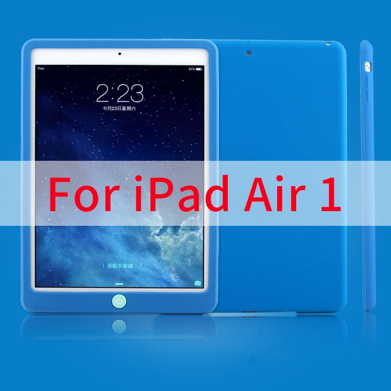 Детский силиконовый чехол с защитой от падения для iPad Air 1 air 2 9,7, Прочный противоударный мягкий чехол-бампер для iPad Air 1/2, 9,7 дюймов, планшет - Цвет: Air 1 Blue