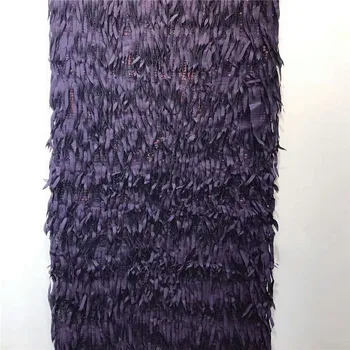 

Bridal Lace Fabric Fringed Feathers Embroidery Lace Fabric Sequin Mesh Lace Africa For Wedding Dress X773-1