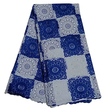 

HFX Nigeria Royal Blue/White Guipure Wedding Dress Lace Latest African Embroidered High Quality Nigerian Lace Fabrics X1043-1