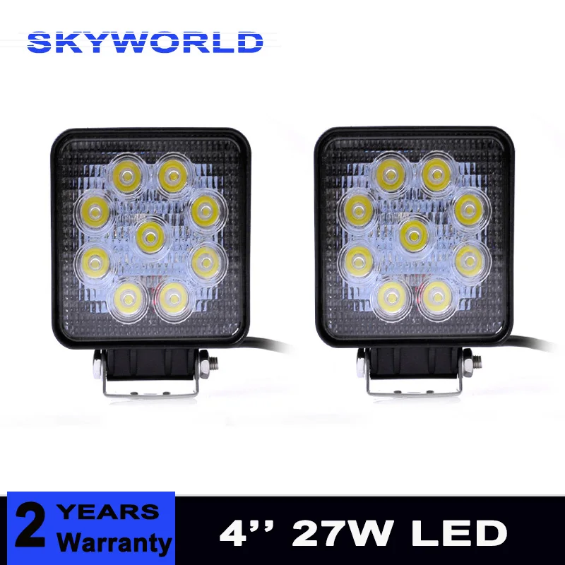 

2x 4" 27W Offroad LED Work Light 12V 24V For 4X4 Car Trucks ATV SUV 4WD Tractor flood spot Driving Lamp