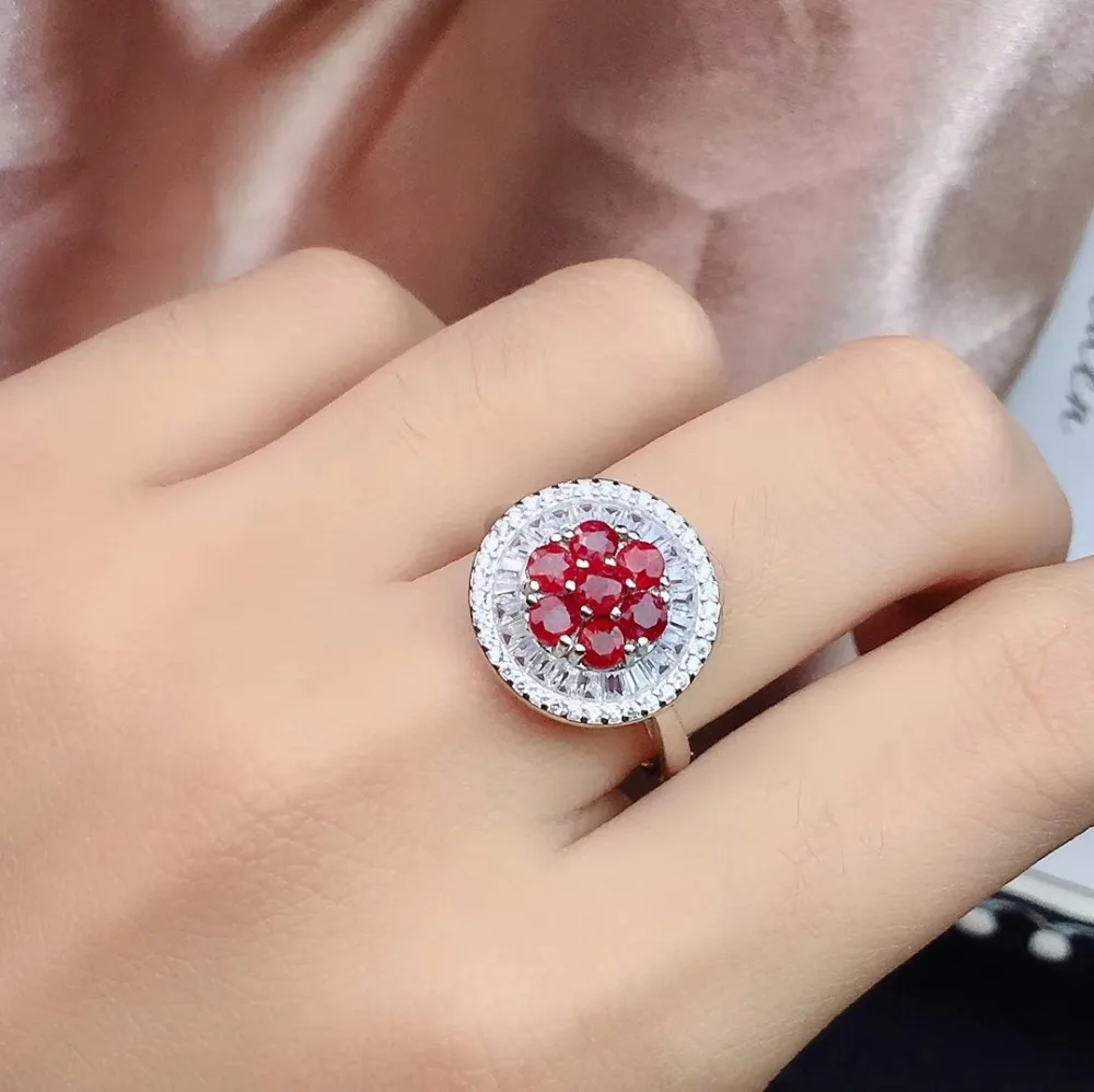 KJJEAXCMY бутик ювелирных изделий 925 с инкрустацией, из чистого серебра натуральный рубин женское кольцо ожерелье кулон набор поддерживает
