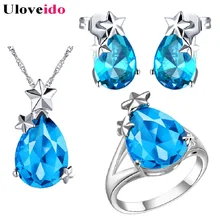 Ювелирные наборы Цепочки и ожерелья серьги кольца свадебный комплект ювелирных изделий красный изделия Титаник подарок ко Дню Святого Валентина Женские аксессуары ювелирные изделия T207