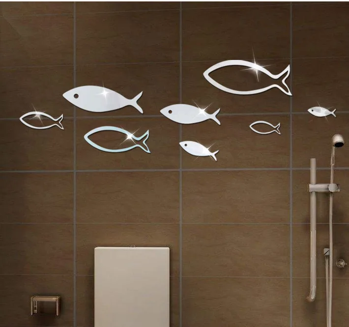 

Fish Acrylic Mirror Surface Decorative Sticker 3D DIY Wall Sticker Wall Decal Home Decol Home Decoration Shower Bathroom Bedroom