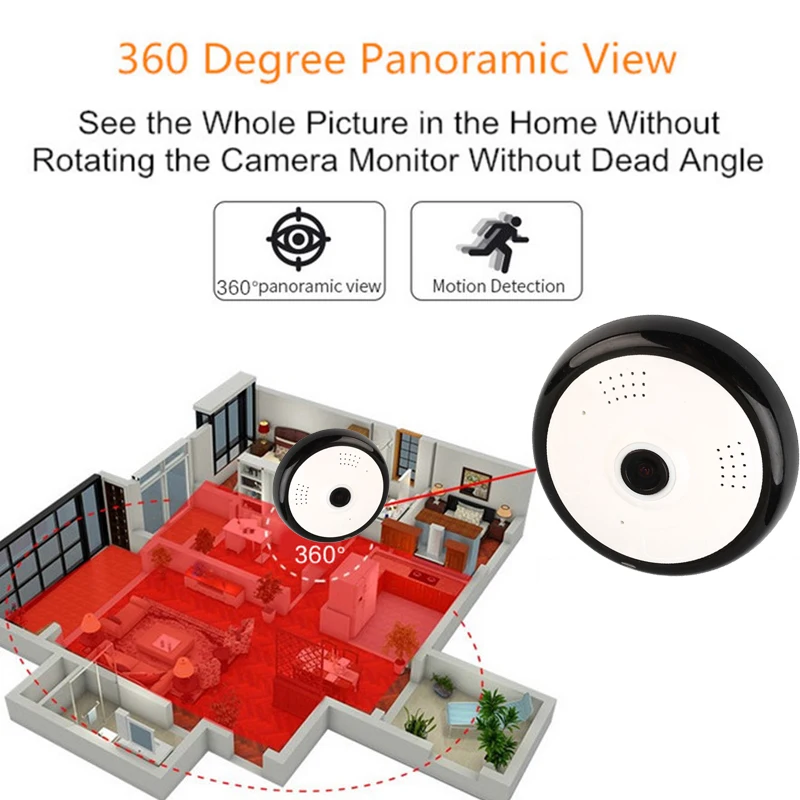 960P Wifi Camera 360 Degree Panoramic Camera 2MP Home Security Video Surveillance Night Vision Fisheye Surveillance Network
