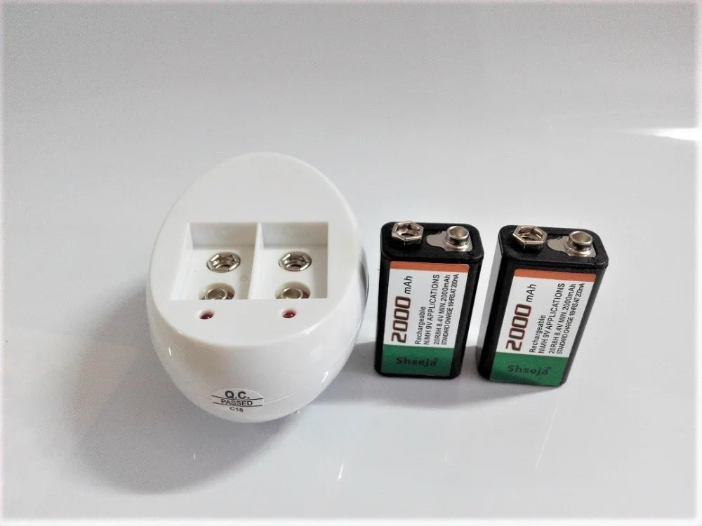 SHSEJA 2PCS 9v rechargeable battery Large capacity 2000mah 9V NiMH battery+ Smart charger set | Электроника