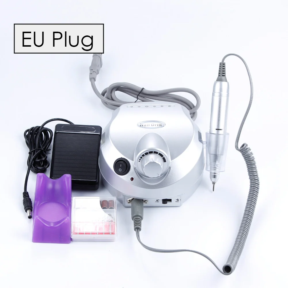 Электрический аппарат для маникюра, педикюра, фрезерный станок, набор сверл, гель для удаления кутикулы, шлифовальные фрезы - Цвет: silver EU