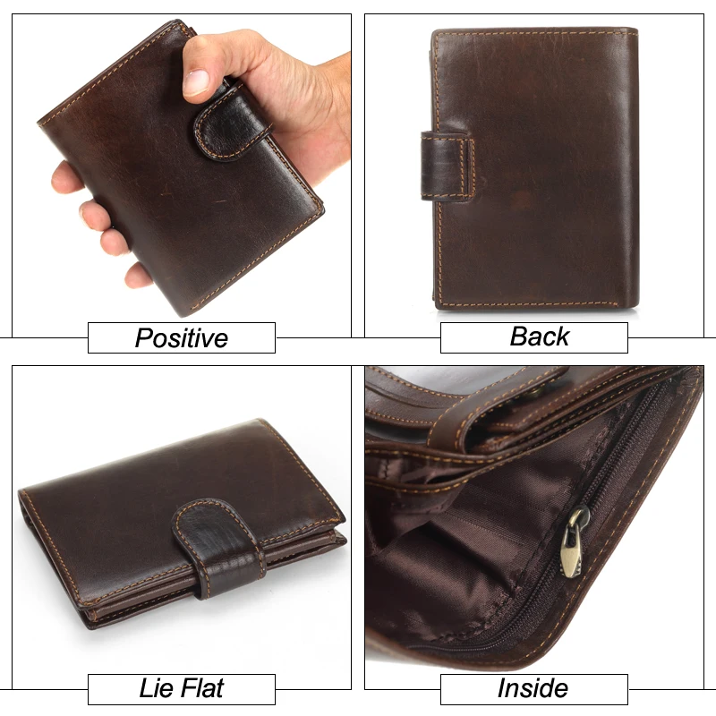 MISFITS Vintage Men Wallet Genuine Leather Short Wallets Male Multifunctional Cowhide Male Purse Coin Pocket Photo Card Holder