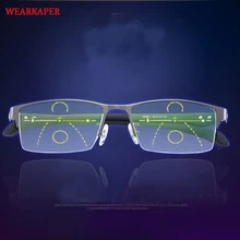 WEARKAPER, титановый сплав, смарт-зум, асимптотически прогрессивные очки для чтения, мужские очки для дальнозоркости, Мультифокальные очки 1-4