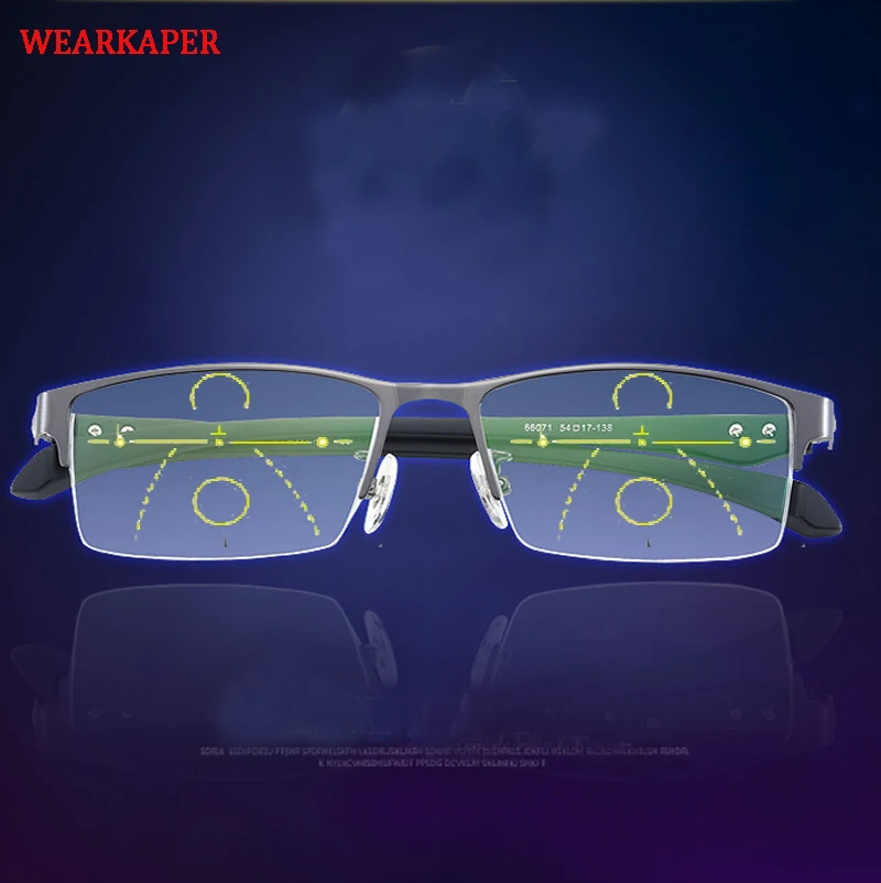 

WEARKAPER Titanium alloy Smart Zoom Asymptotically Progressive Reading Glasses Men Presbyopic Eyewear Multifocal Eyeglasses 1-4
