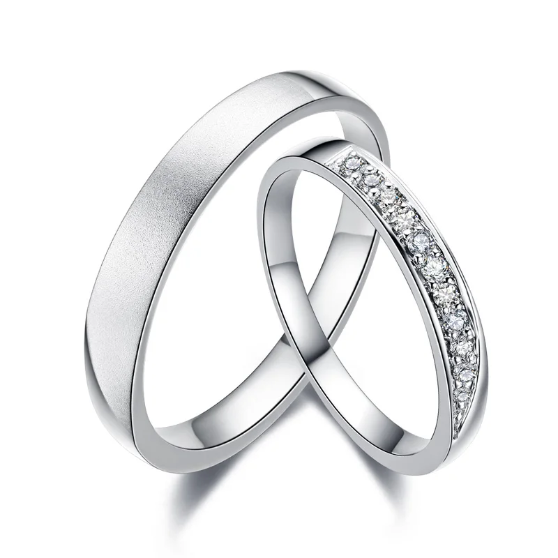 ANI, 18 К, белое золото(AU750), обручальное кольцо, 0,11 карат, сертифицировано I/SI1, ювелирные изделия с натуральным бриллиантом, романтическое кольцо для пары, предложение для влюбленных - Цвет камня: couple ring