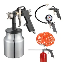 Набор пневмоинструмента PATRIOT KIT 5В(5 шт: краскораспылитель с нижним бочком, продувочный пистолет, промывочный пистолет, пистолет для накачки шин с датчиком давления и спиральный шланг