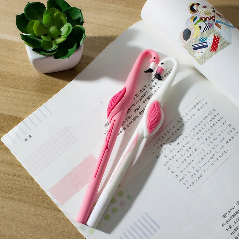 Гелевая ручка Kawaii flamingo креативная силиконовая черного цвета с рисунком 0 5 мм