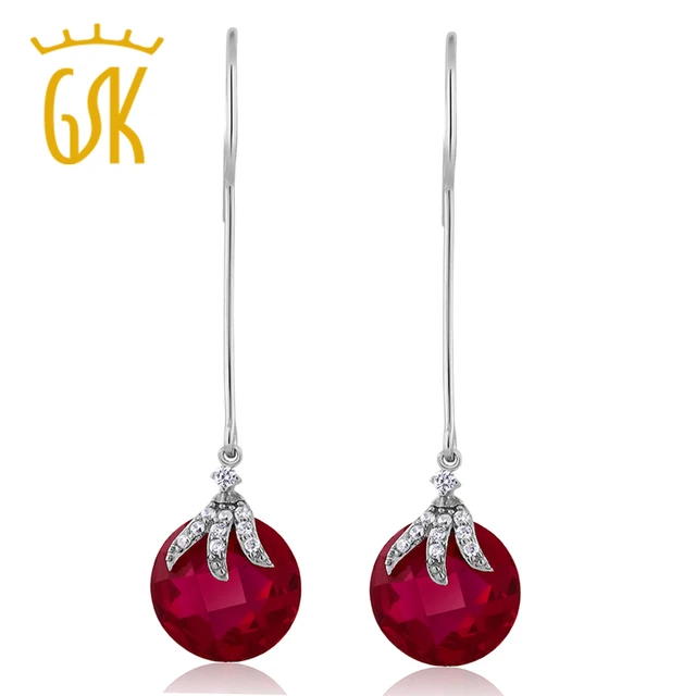 Gemstoneking Women S Vintage 925 Sterling Silver Earrings 15 65 Ctw Gemstoneking Women S Vintage 925 Sterling Silver Earrings 15 65 Ctw Created Red Ruby Dangle Fine Jewelry