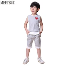 MEETBUD 2018 New summer children clothing baby boys set boy casual clothes 100 cotton solid boys