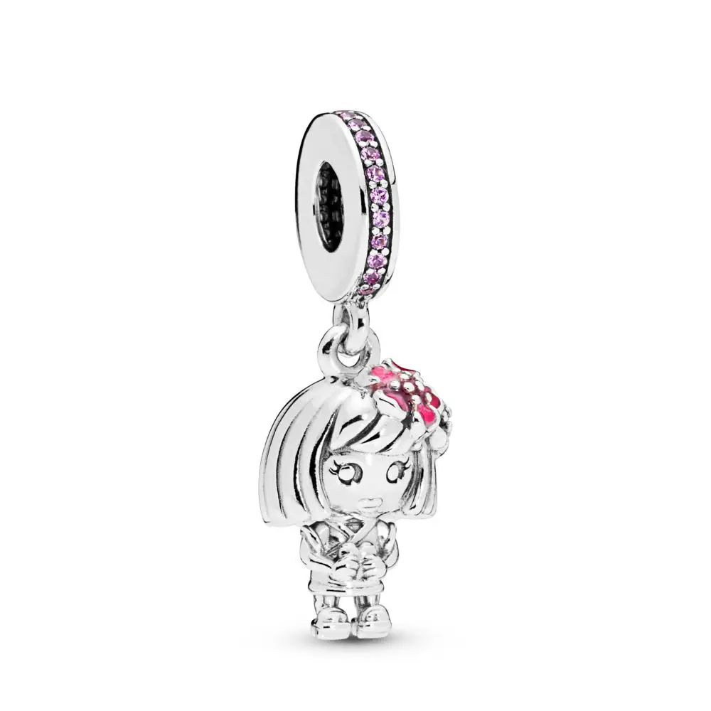 

100% Authentic 925 Sterling Silver Chinese Flower Girl Fit Pandora Charms Bracelets DIY Original Silver for Jewelry Making