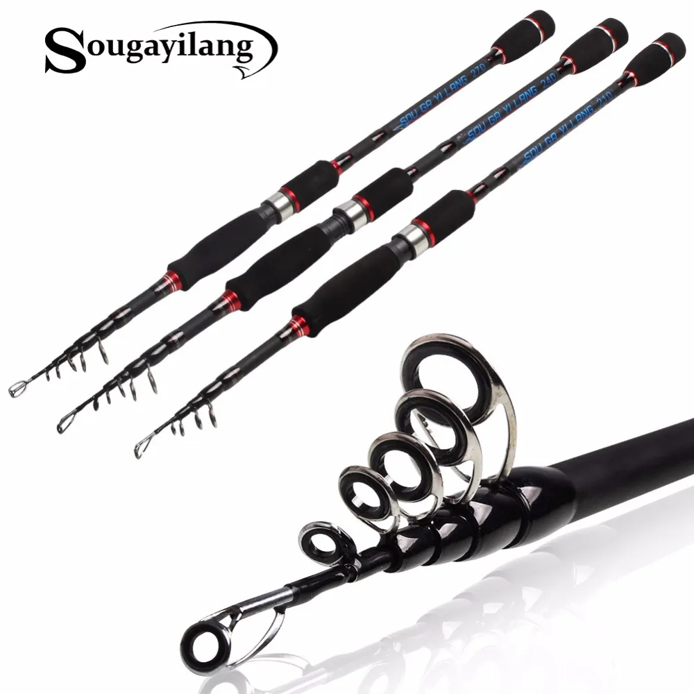 

Sougayilang 2.1-2.7m Telescopic Fishing Rod Boat Rock Lure Spinning Fishing Rod Carbon Fiber Portable Rod Tackle De Pesca