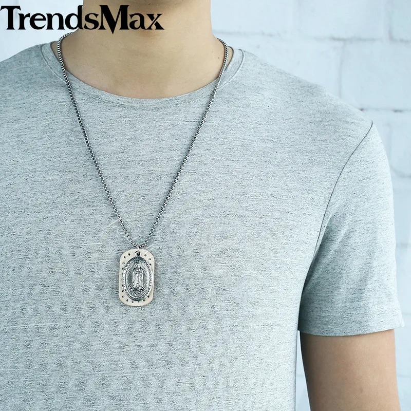 Ожерелье Trendsmax с подвеской Дева Мария для мужчин и женщин цепочка из нержавеющей