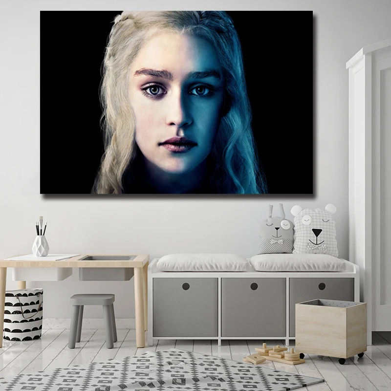 

Daenerys Targaryen Wallpaper Poster Game Of Thrones Paintings On Canvas Modern Art Decorative Wall Pictures Home Decoration