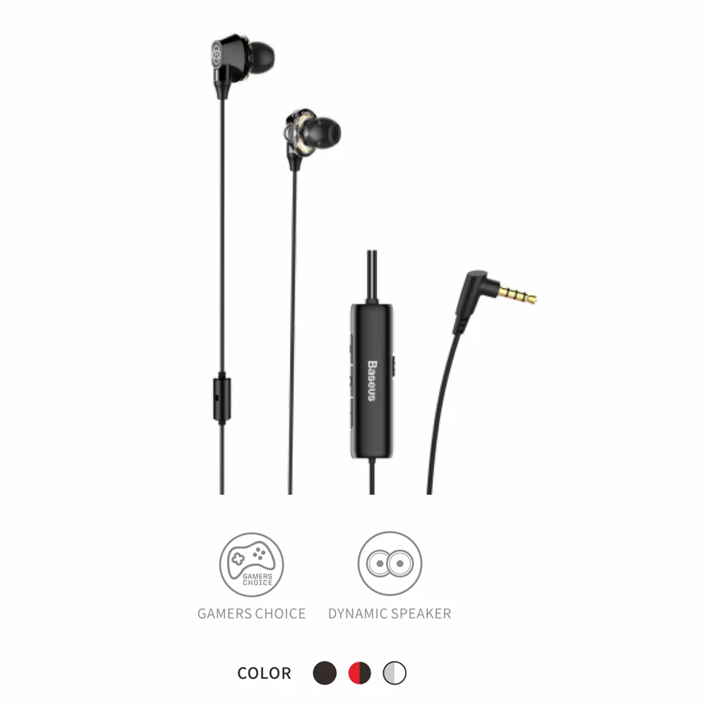 

Baseus H08 Immersive Virtual 3D Game Earphones Double Dynamic Wired Control Stereo Earphone For Phone Handsfree Mic