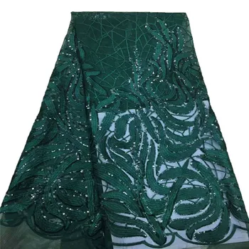 

Popular Buying High Class Elegant Green sequins flower African French lace, Breathable Tulle lace fabric A1045-2