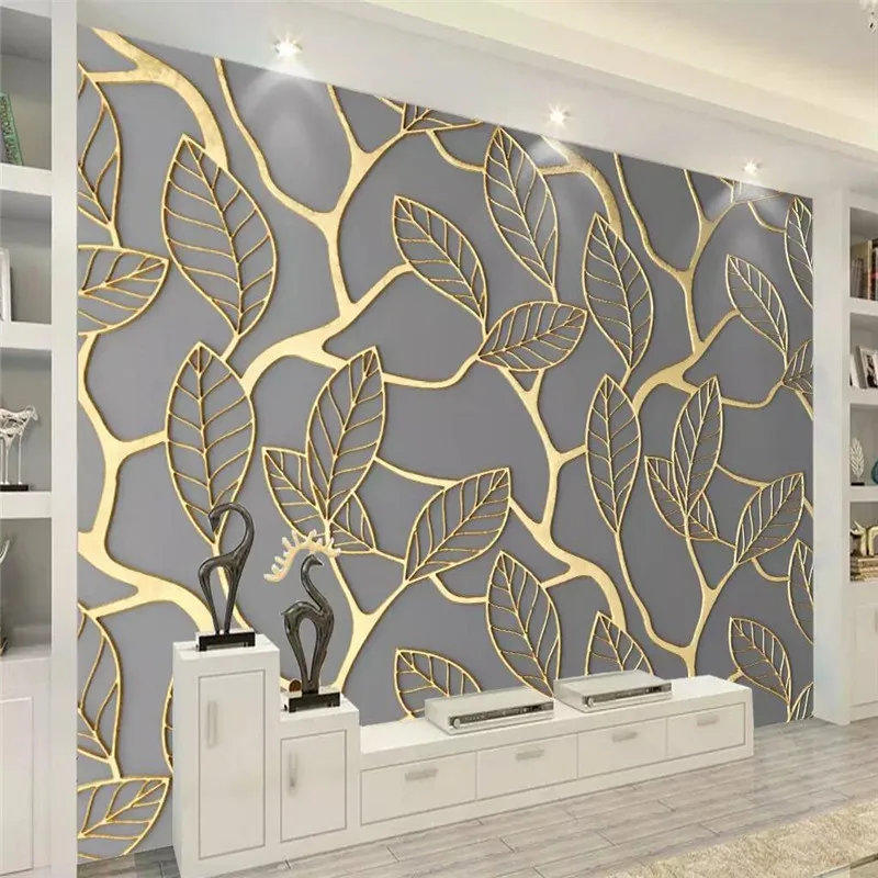 Creative golden leaves living room TV background professional production murals wholesale wallpaper custom photo wall Creative golden leaves living room TV background professional production murals wholesale wallpaper custom photo wall