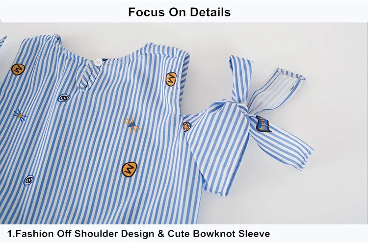 Kids Girls Off Shoulder Bowknot Sleeve Dress 15