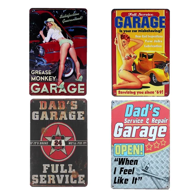 

Dad's Garage Signs Plaques Retro Wall Vintage Metal Decorative Plates Bar Club Garage Decoration Home Decor 20x30 cm