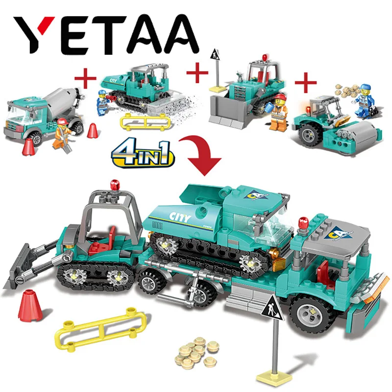 

YETAA 462 Pieces Legofigure Construction Vehicle Building Blocks Toys For Children Bricks Gifts Bricks Minecraft Building Blocks