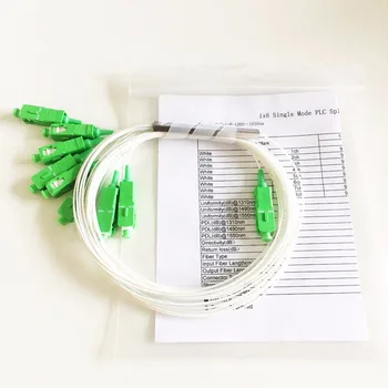 

50 pcs/lot 0.9mm Steel Tube Fiber Optic PLC Splitter 1x8 SC/APC Mini Blockless 1*8