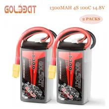 GOLDBAT Lipo Батарея 1300 mAh 4S 100C 14,8 V Softcase пакет с XT60 Разъем для RC автомобилей Грузовик Heli самолет БПЛА Drone FPV Racing 2pac