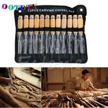 OOTDTY 12 шт./компл. резьба по дереву ножи ручной долото, комплект состоит из двух деревообрабатывающий Профессиональный токарный станок для углубления инструменты Ножи