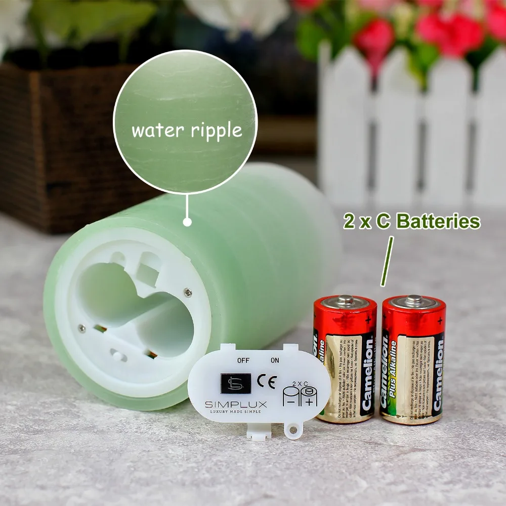 yk13011 green led candle 3d flame remote control