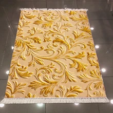 Else золотисто желтый этническая с цветами и листьями 3d узор принт, микроволокно Нескользящие сзади моющиеся декоративные Kilim области ковры