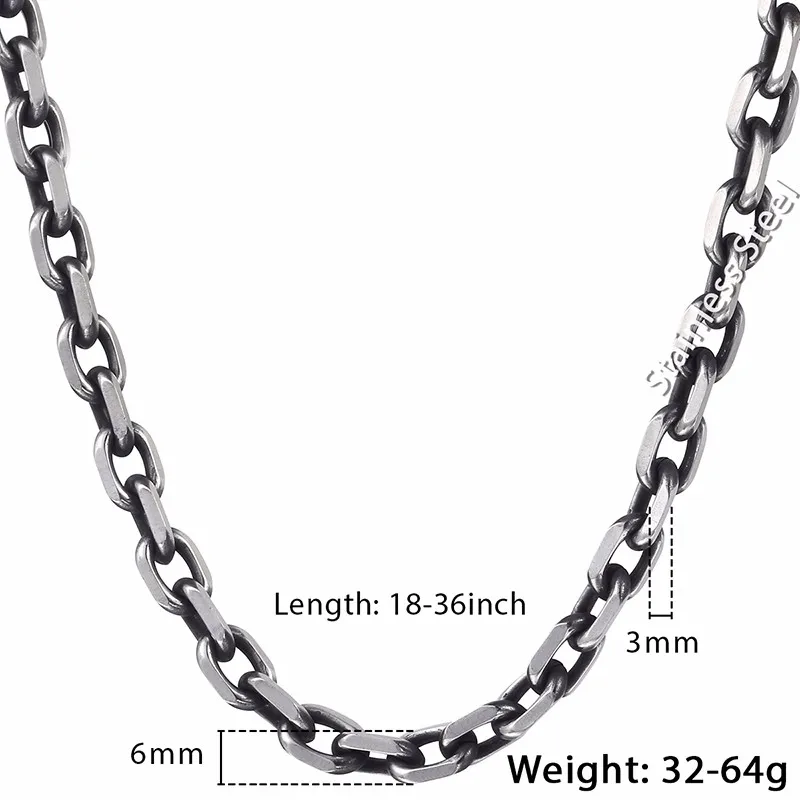 Davieslee срезанная кабельная цепочка на шею для мужчин нержавеющая сталь Gunmetal тон Мужчины s ожерелье s цепи модное ювелирное изделие подарок 6 мм DKN498