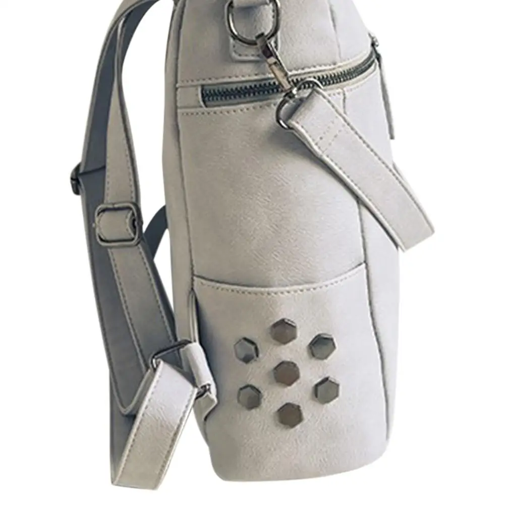 Женский рюкзак из искусственной кожи, сумка с заклепками, повседневный простой студенческий рюкзак с двойным плечом, модная Вместительная дорожная сумка ZK29