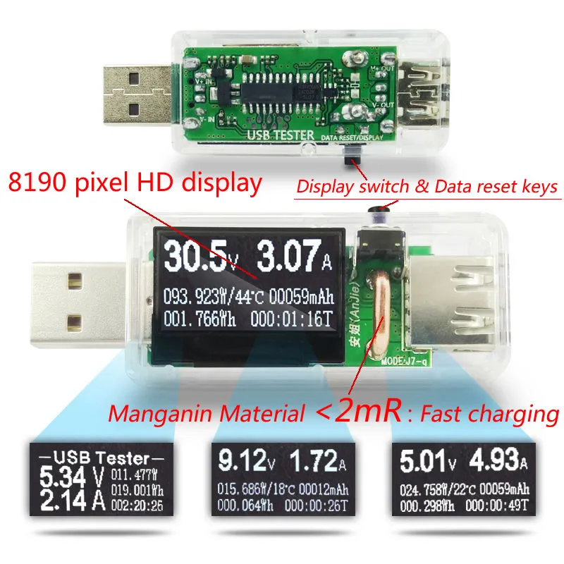 8 в 1 USB тестер напряжение батареи детектор тока Мобильная мощность напряжение измеритель тока USB зарядное устройство Доктор DC вольтметр Индикатор