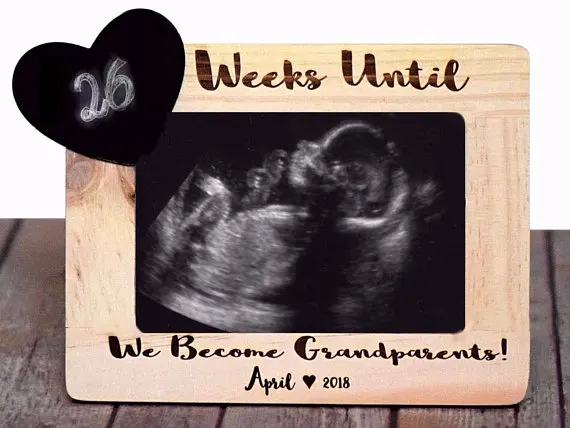 

personalize Baby reveal,Baby countdown wood frames, Pregnancy Announcement for Grandma Grandparents, Gender Reveal frame