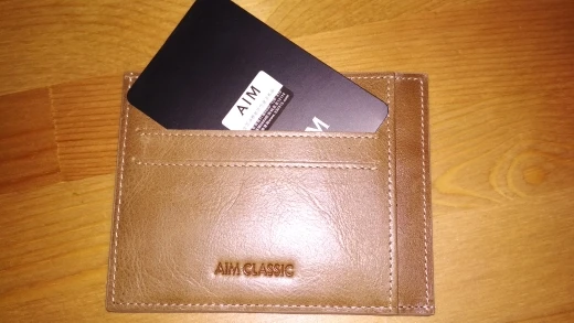 AIM Men's Genuine Leather Slim Card Holder Brand Designer Vintage Credit Cards Organizer Small Thin Purse Men Mini Wallet A295 photo review