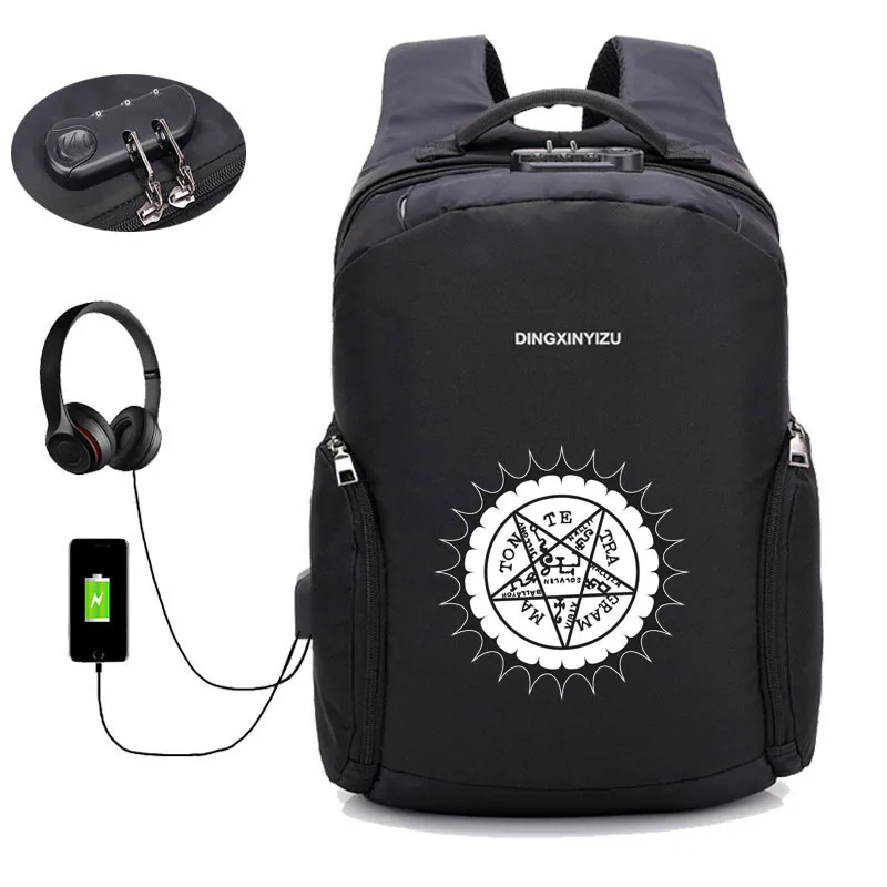 

Kuroshitsuji anime black butler backpack USB charging Men women Laptop Backpacks Teenager student Male Mochila Travel backpack