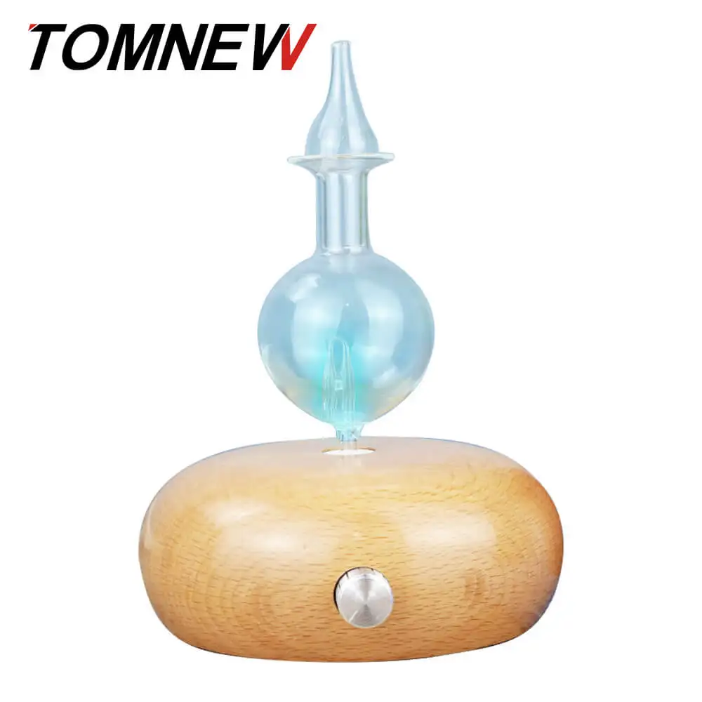 TOMNEW Glass Essential Oil Diffuser Wood Aroma Aromatherapy Fogger Mist ...