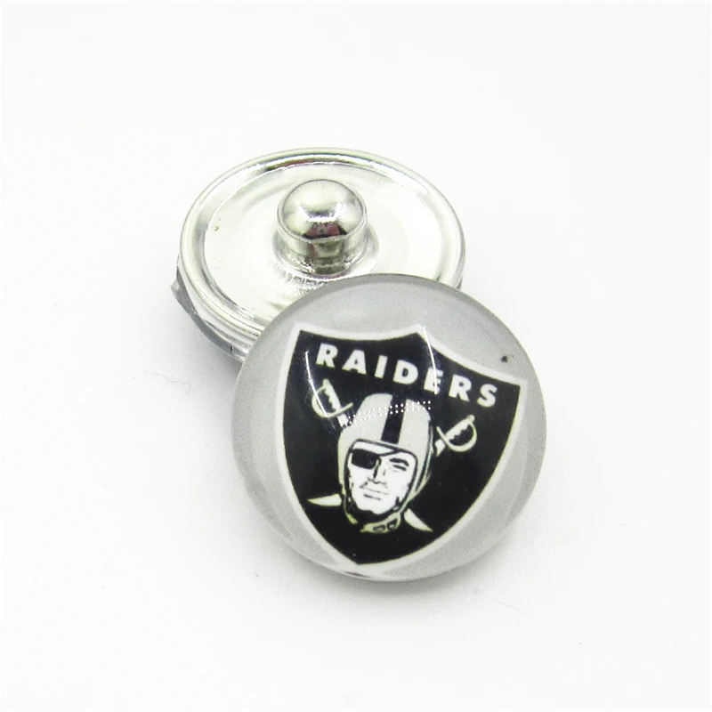 20pcs/lot Raiders Football Team Snap Button Charms DIY 18mm Snaps