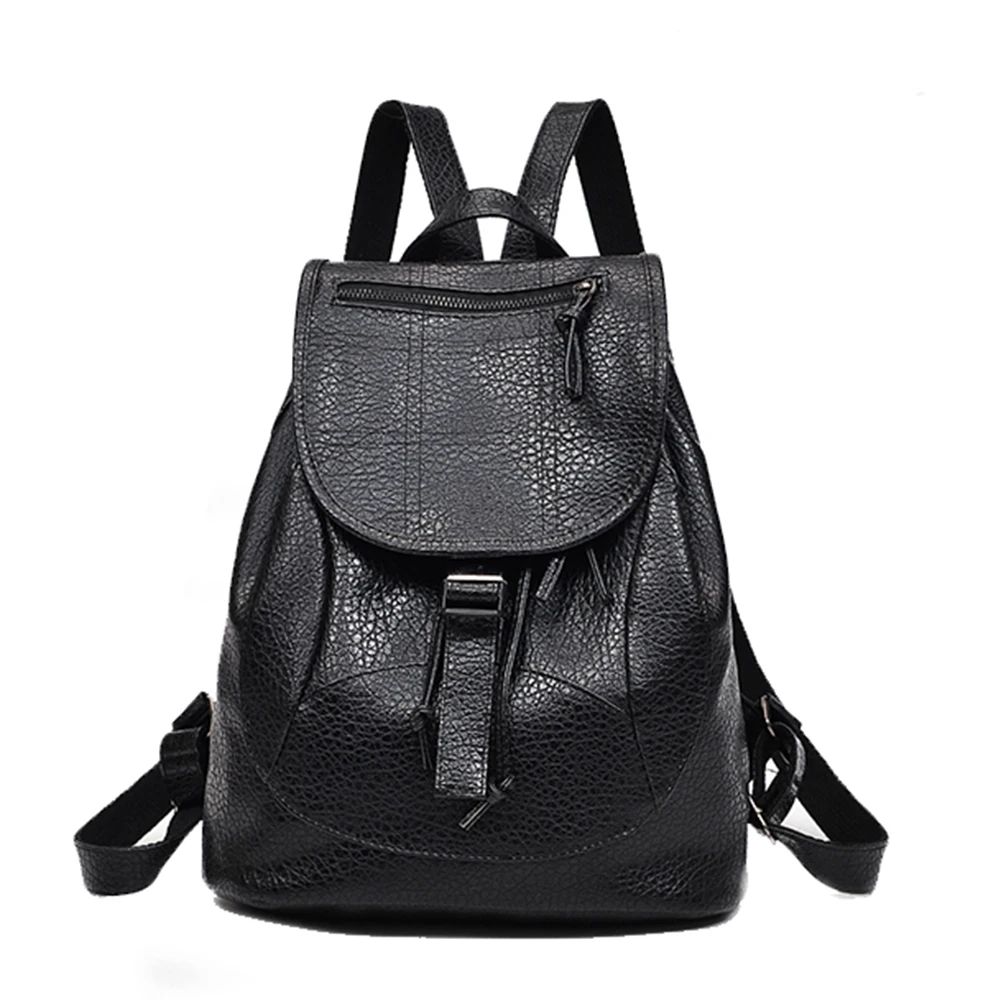Travel School Plain Leather Women Backpack Fashion Shoulder Bag ...