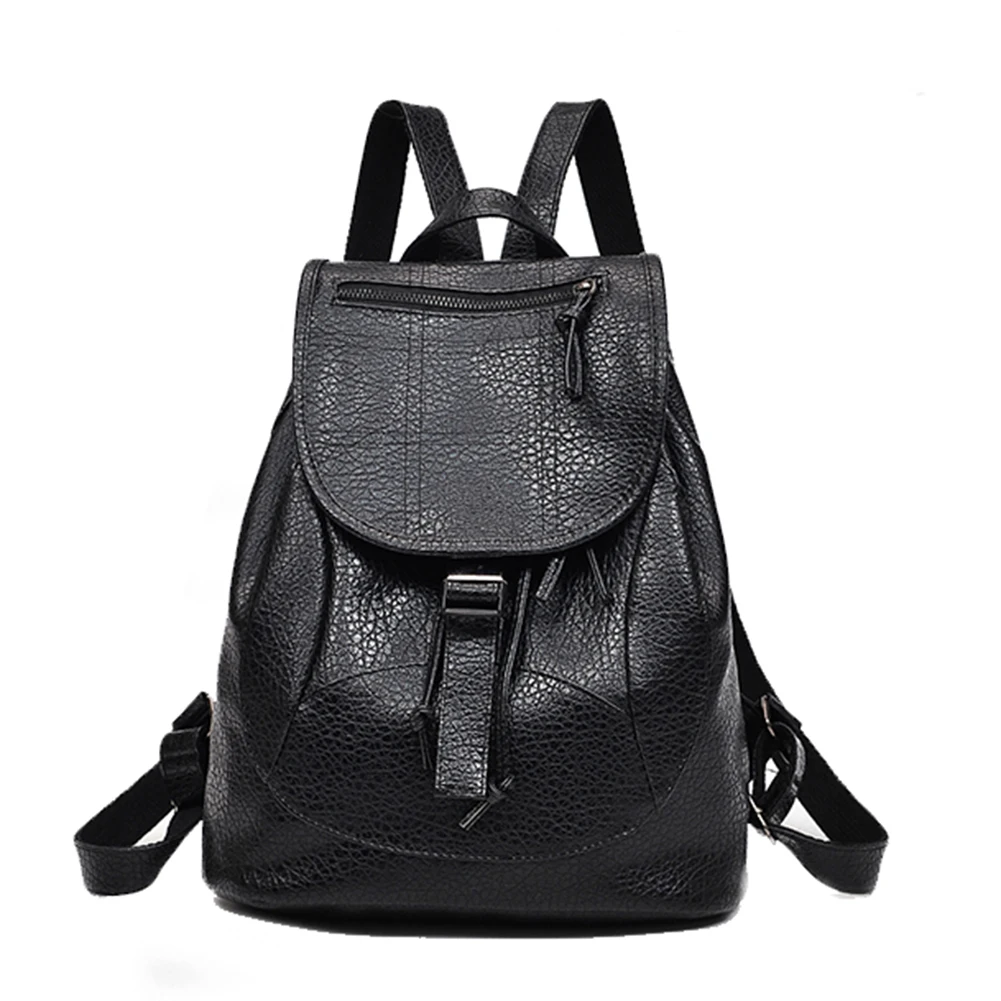 Travel School Plain Leather Women Backpack Fashion Shoulder Bag