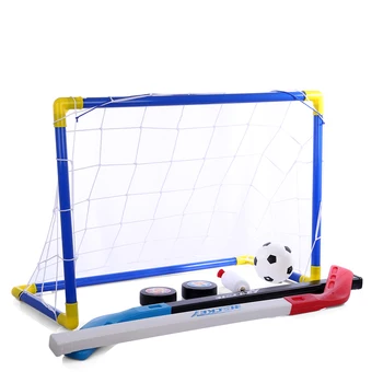 

2 in 1 Kids Sports Soccer Toy Sports Soccer Goal NetIce Hockey Goals with Balls Pump Practice Scrimmage Game Toys For Child