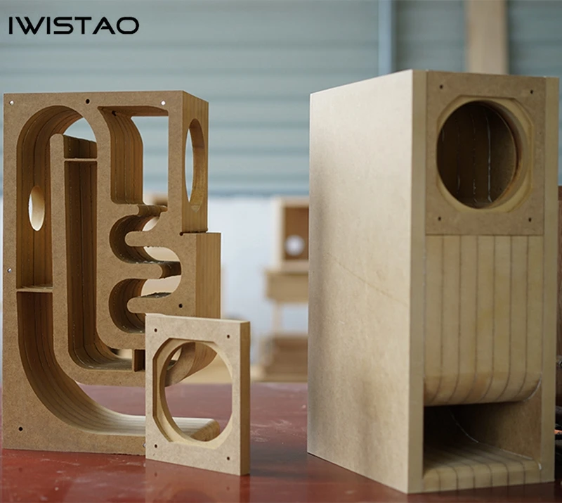 IWISTAO HIFI 3 Inches Full Range Speaker Empty Cabinet 1 Pair Finished Wood Labyrinth Structure Fixed Panel for Tube Amp