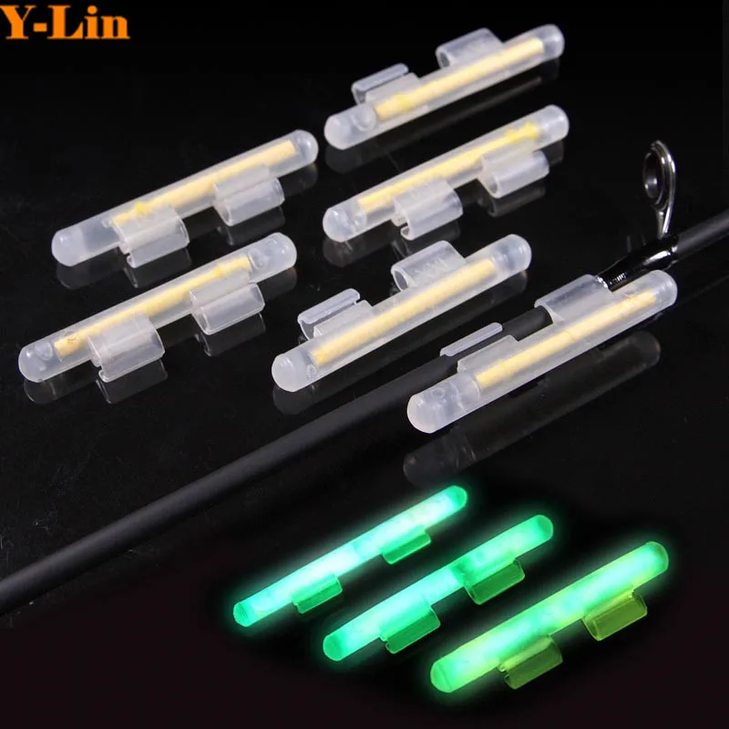 

2 pack(4pcs) Clip on Fishing Fluorescent Light Stick Night Float Clip On Dark Glow Stick Luminous Tubes for fishing rod tip
