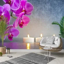 Else Pinkc Орхидея серые напольные свечи цветы 3d фото чистая ткань Фреска домашний Декор Гостиная спальня фон обои