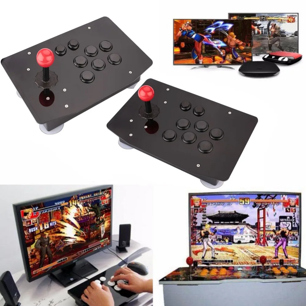 

2Pin Cable PC Arcade Joystick Acrylic Panel Case USB Cable Encoder Board Push Buttons 6 Colors Unassembled