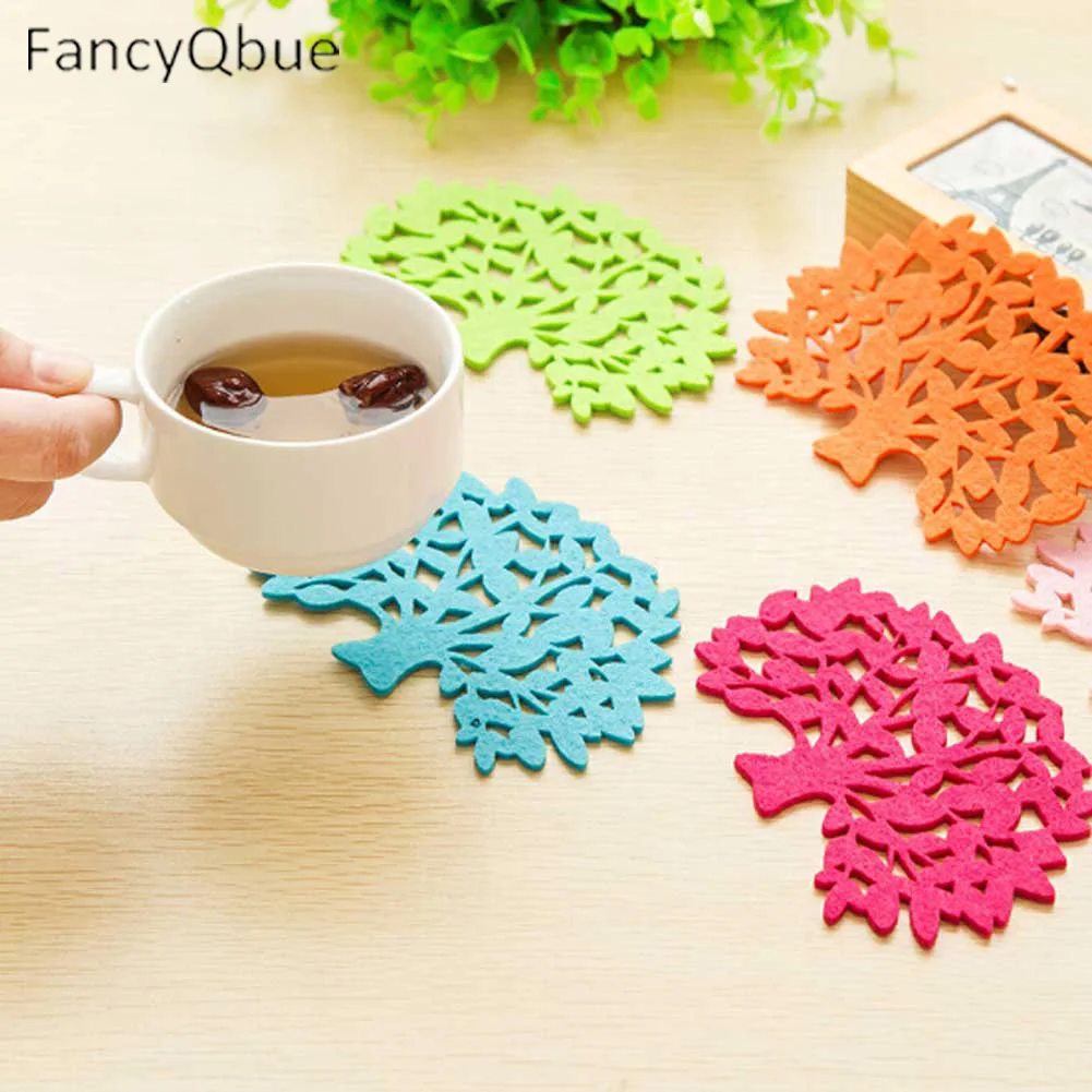 

Placemat Disc Tree Shaped Heat Pad Insulation Household Coasters Cup Dish Coffee Heat Proof Mat Pads for Table Random color